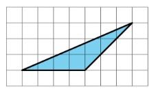 Triangle on a square grid with a horizontal base 4 grid units long and a third vertex 3 grid units above the base and to the right of the base&rsquo;s right endpoint.